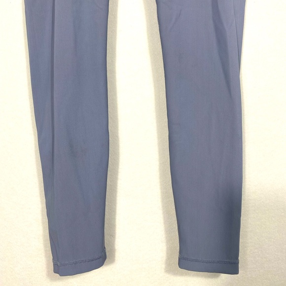 Wilo Periwinkle Blue Ribbed High-Waisted Full length Leggings size medium - Picture 5 of 9